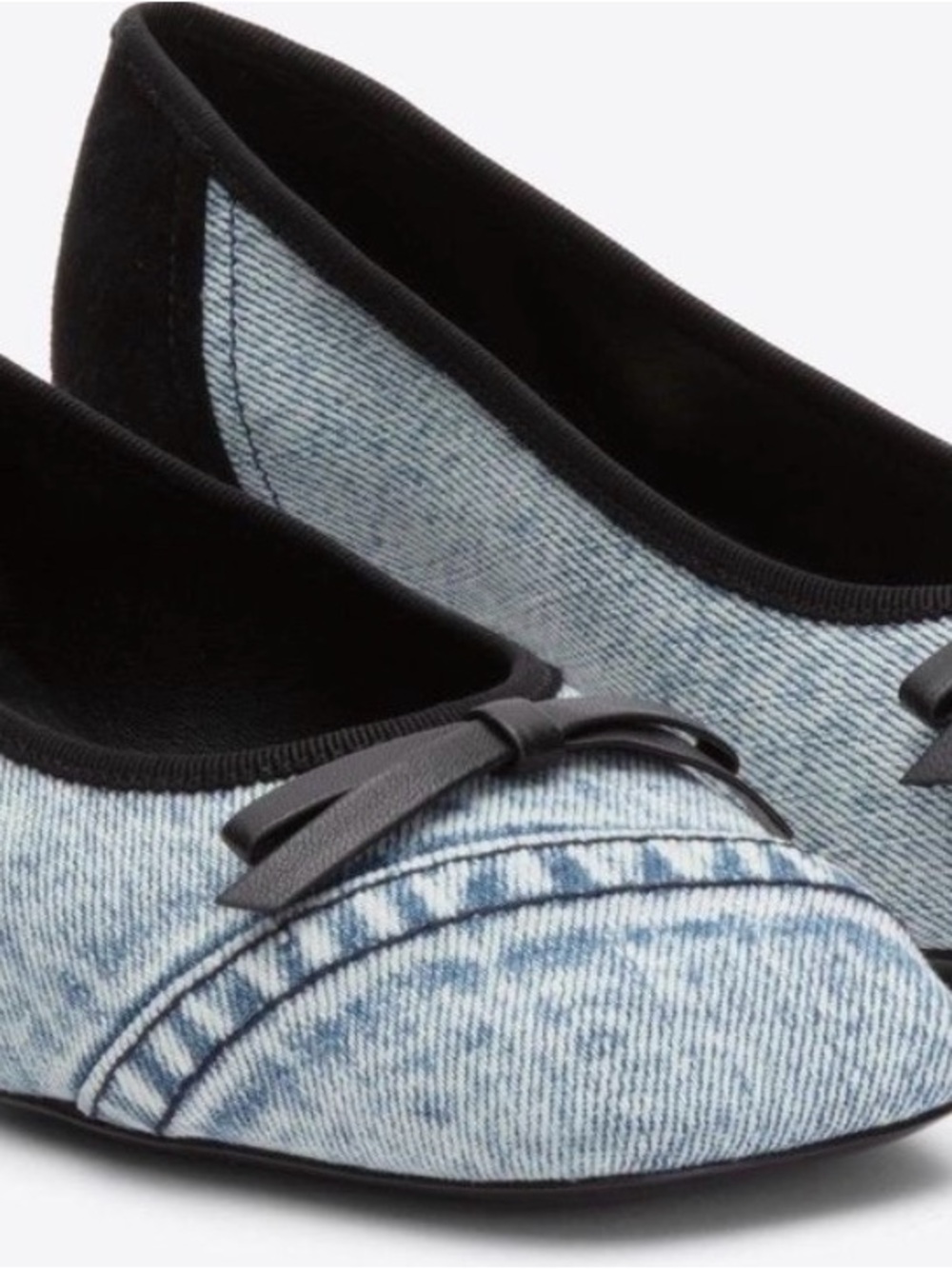 3.1 Phillip Lim Light Blue Denim-Style Ballet Flats with Black Trim